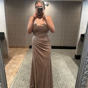 Revelry velvet Champagne bridesmaid dress